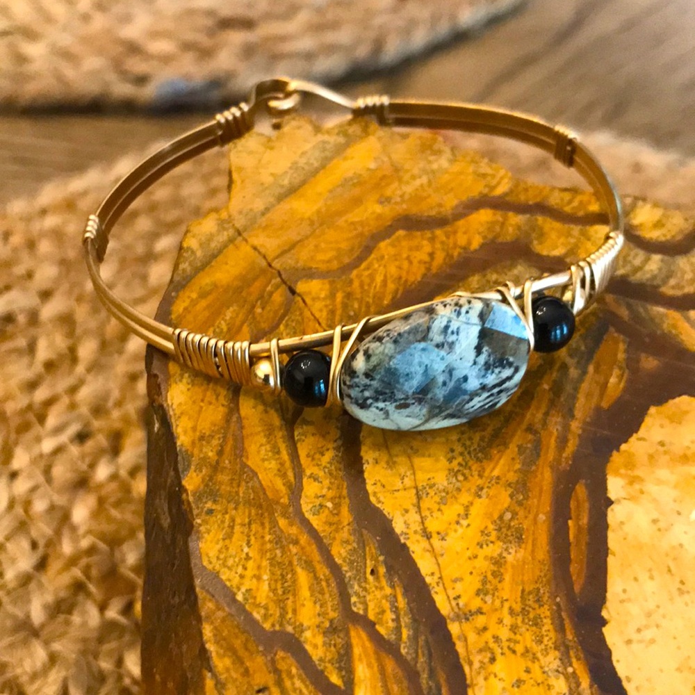 Hand crafted Gold wire Tourmaline Bracelet